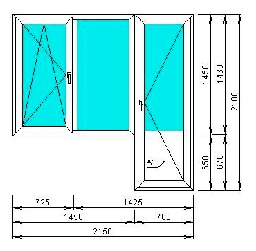 Окно с балконной дверью (балконный блок)