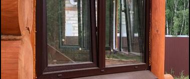 Установка распашного ПВХ-окна в деревянном доме, Балашиха